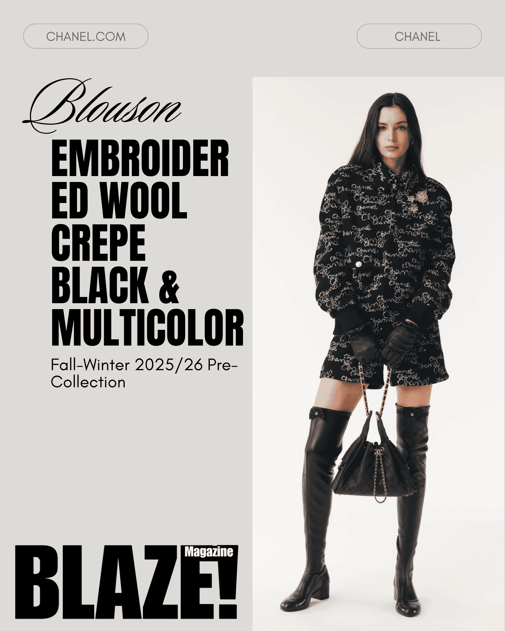 Blouson – Embroidered Wool Crêpe