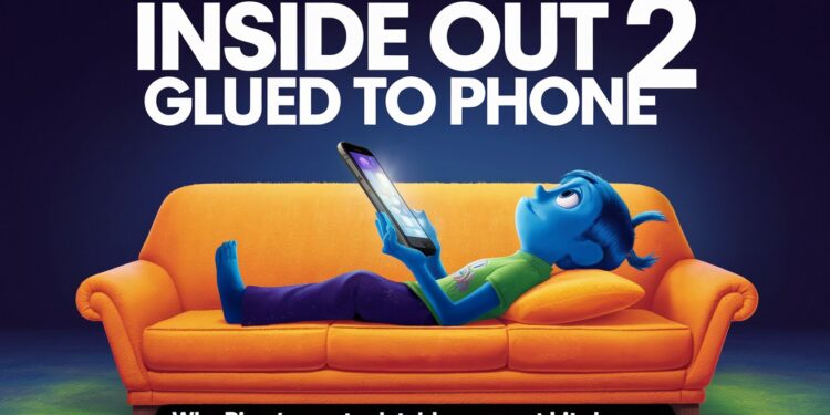 Inside Out 2 Glued to Phone