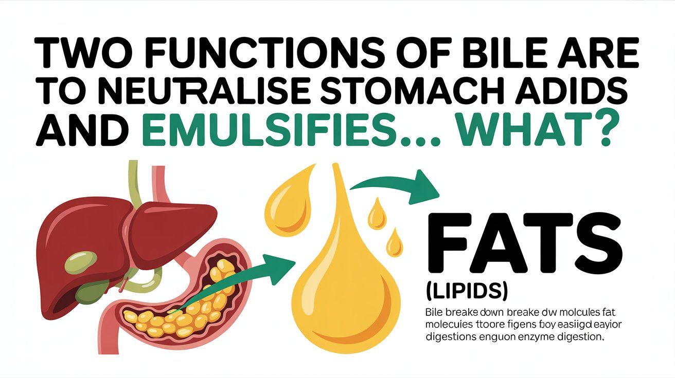 Two Functions Of Bile Are To Neutralise Stomach Acids And Emulsifies… What