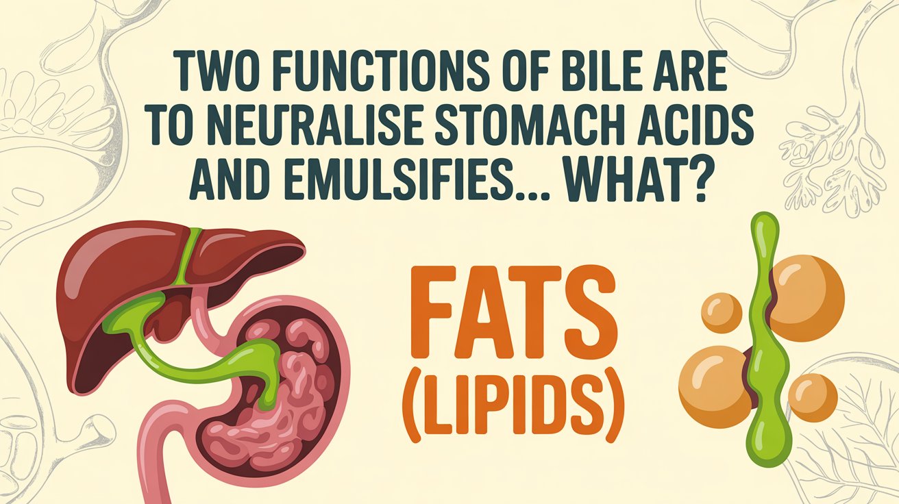 Two Functions Of Bile Are To Neutralise Stomach Acids And Emulsifies… What