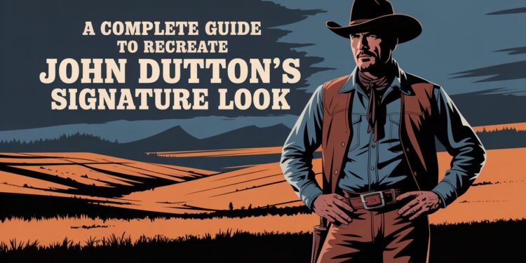 Create a best poster for this title A Complete Guide to Recreate John Dutton’s Signature Look