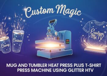 Custom Magic: Mug and Tumbler Heat Press Plus T-Shirt Press Machine Using Glitter HTV