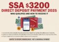 SSA $3200 Direct Deposit Payment 2025